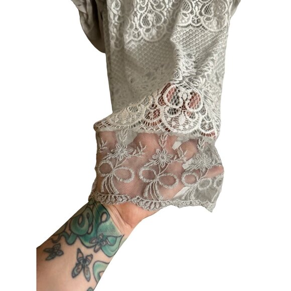 Scandal Italy layered lace sheer puff sleeve mini dress‎ boho victorian size M - Picture 3 of 9